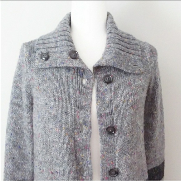 Like NEW! Talbots Grey Tweed  Wool Cardigan (Sp) - Picture 2 of 11